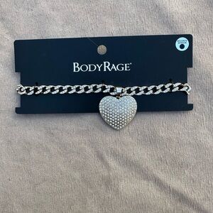 Body Rage Silver Heart Charm Necklace